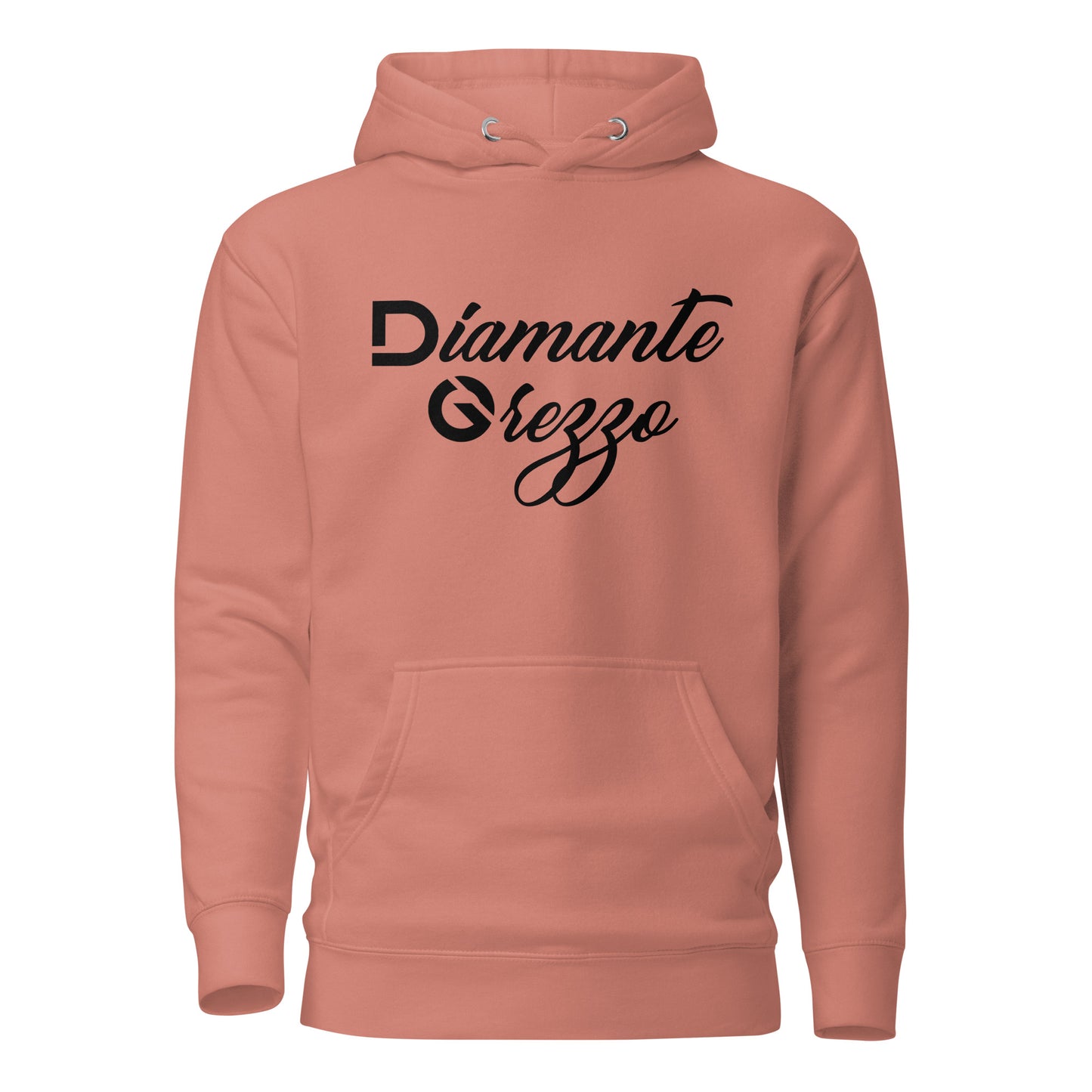 Premium Unisex Cursive Dark Logo Diamante Grezzo Hoodies