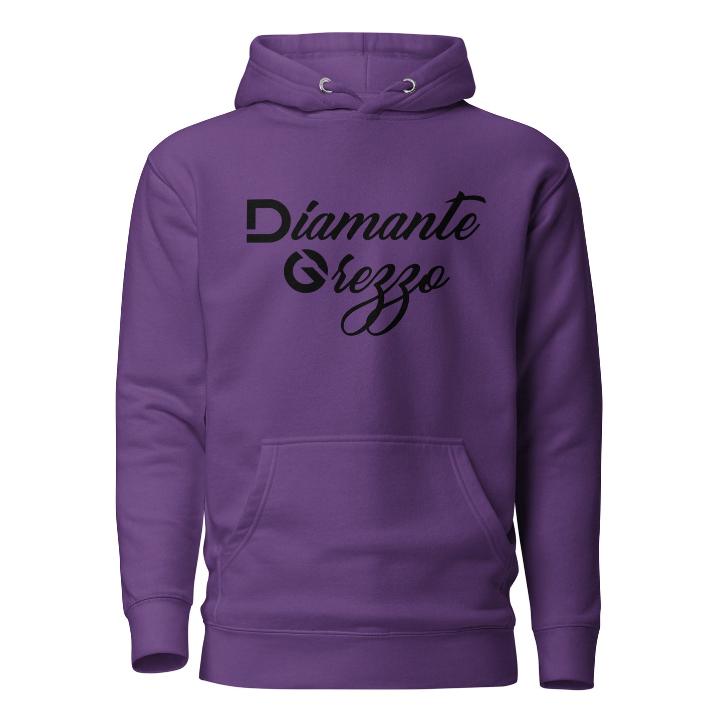 Premium Unisex Cursive Dark Logo Diamante Grezzo Hoodies