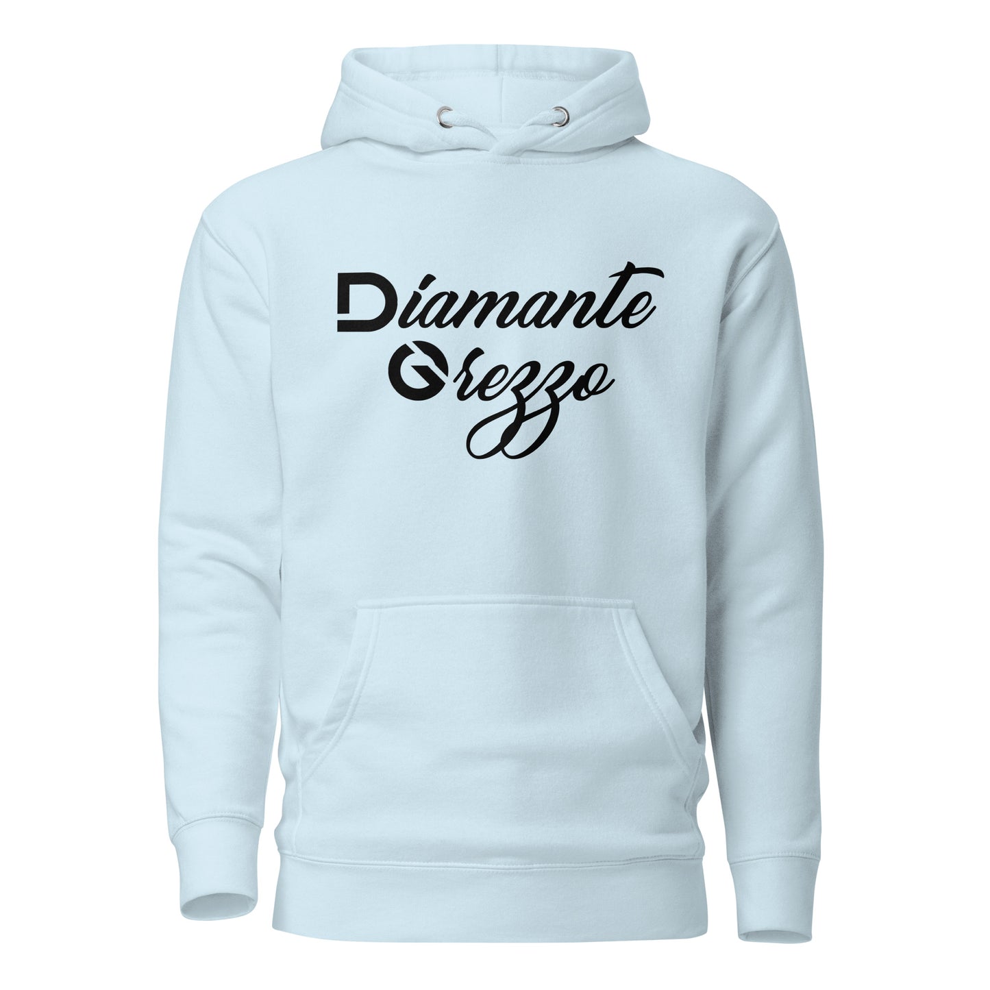 Premium Unisex Cursive Dark Logo Diamante Grezzo Hoodies